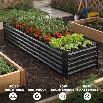 8 x 2.6 x 1.5ft Galvanized Raised Garden Bed, Black Outdoor Planter Box, Black Galvanized Planter Boxes at Gallery Canada