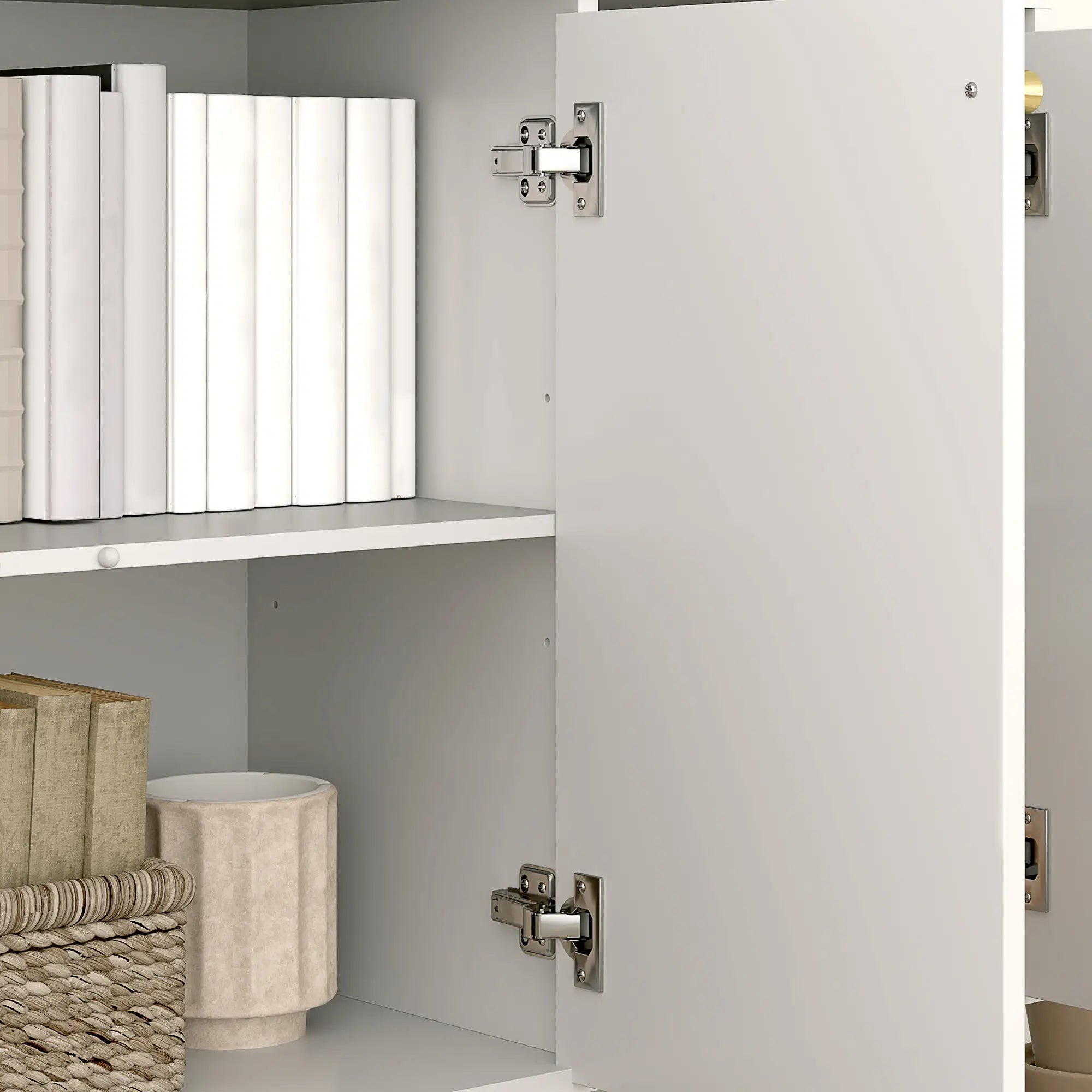 Modern Sideboard Buffet, 3 Doors, Adjustable Shelves, White Storage Cabinets at Gallery Canada