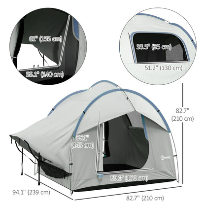 2000mm Waterproof SUV Tent, 3 Doors, Mesh Window, Grey, Blue Camping Tents at Gallery Canada