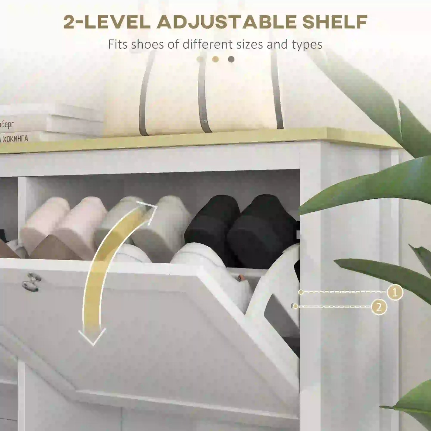 Shoe Storage Cabinet, 4 Flip Drawers, Adjustable Shelves, Holds 20 Pairs, White Shoe Storage Cabinets & Racks at Gallery Canada