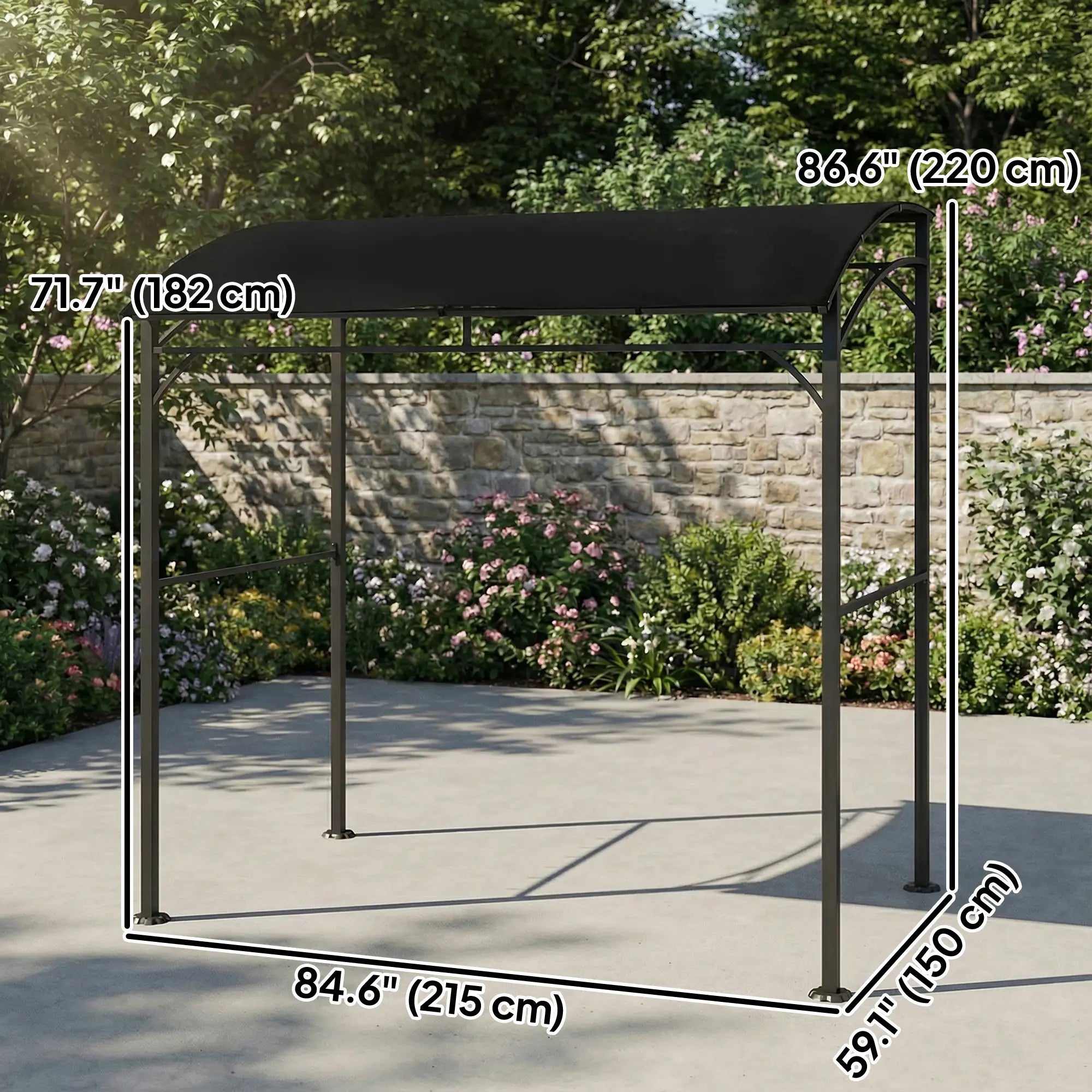 7' x 5' Black Garden Grill Canopy, BBQ Gazebo Tent With Steel Frame, Black BBQ Grill Gazebos at Gallery Canada