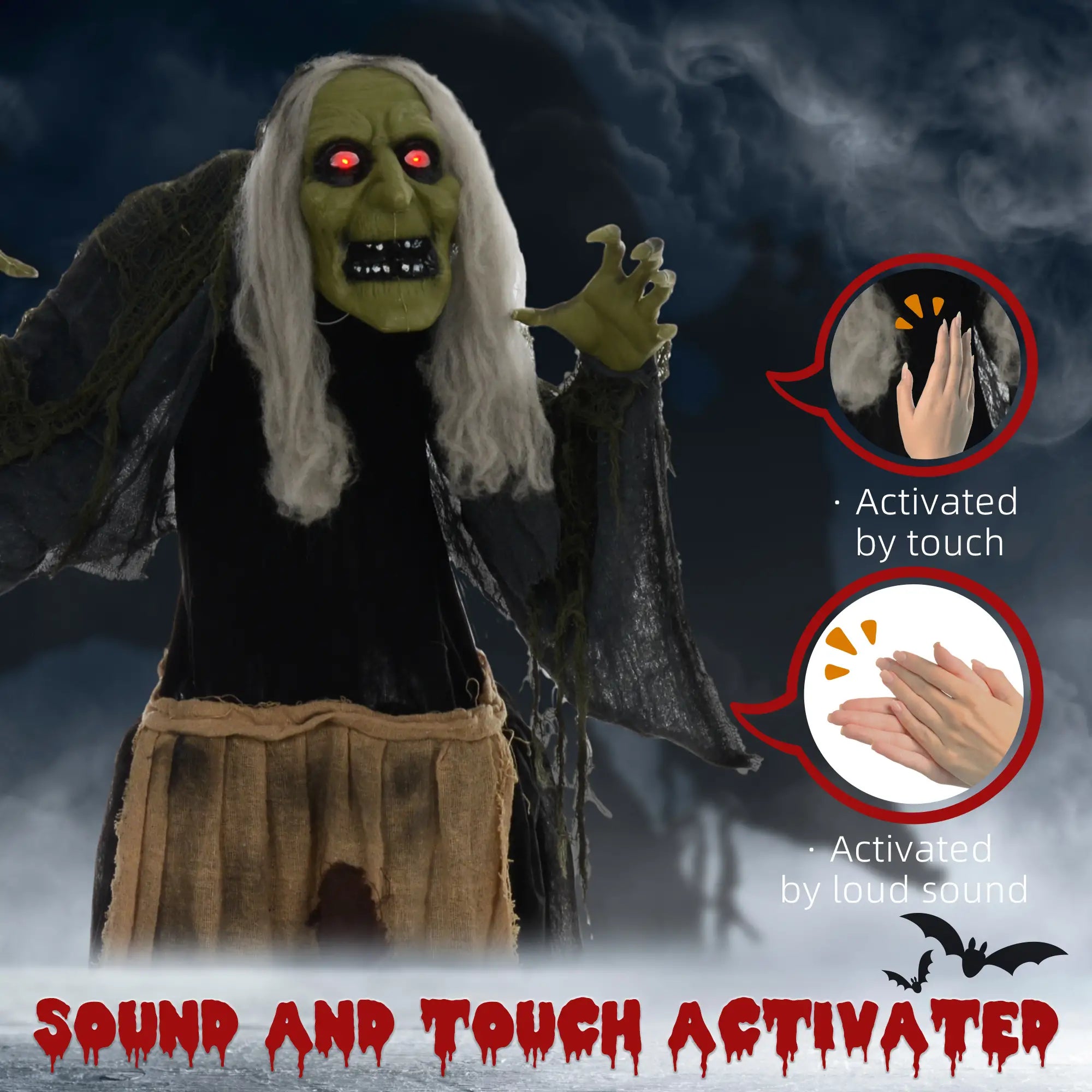 Witch Halloween Animatronic with Sound Activated Halloween Decorations at Gallery Canada