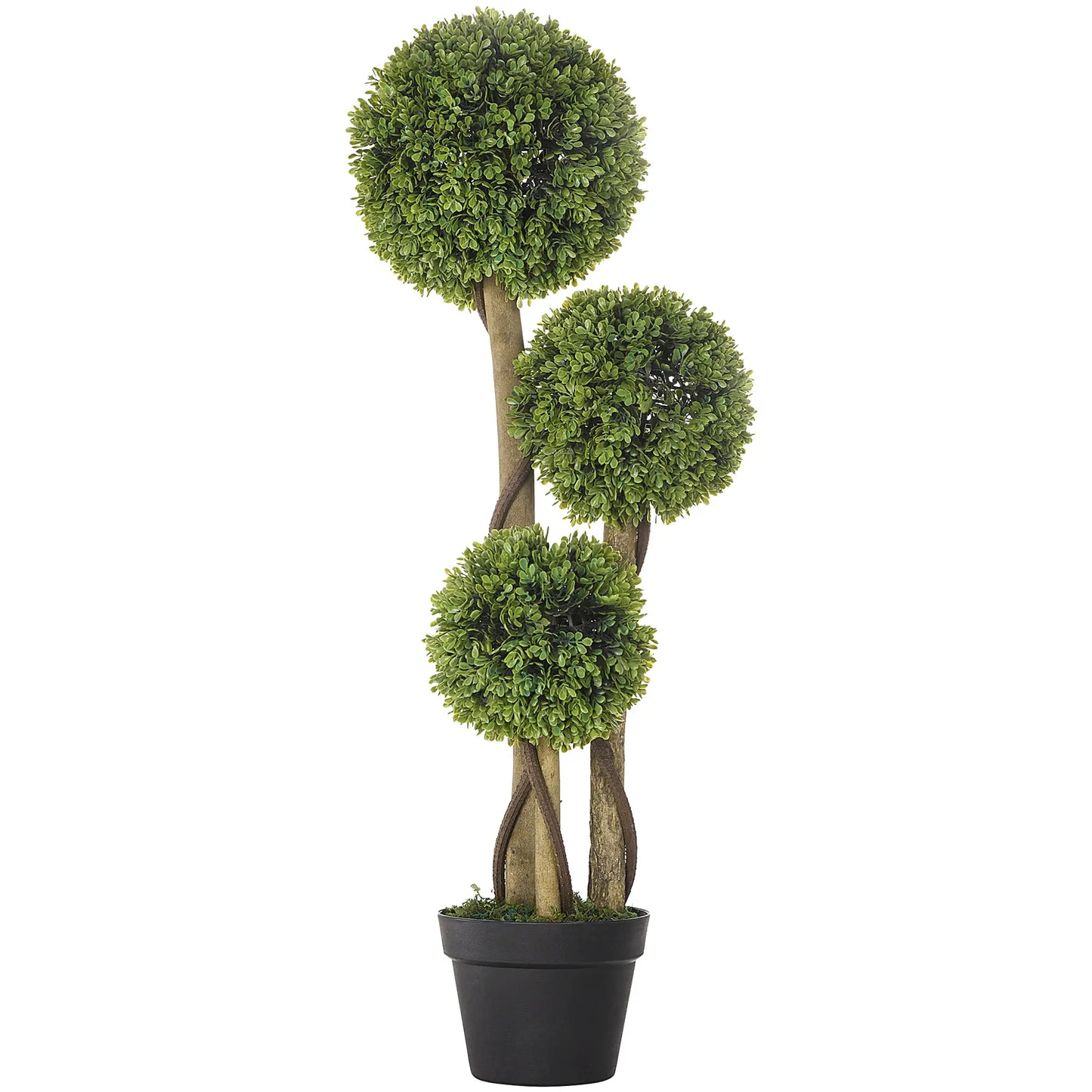 3FT Artificial Boxwood Topiary Tree, Triple Ball, Indoor Outdoor, Green Artificial Trees Green at Gallery Canada