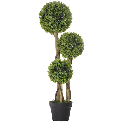 3FT Artificial Boxwood Topiary Tree, Triple Ball, Indoor Outdoor, Green Artificial Trees Green at Gallery Canada