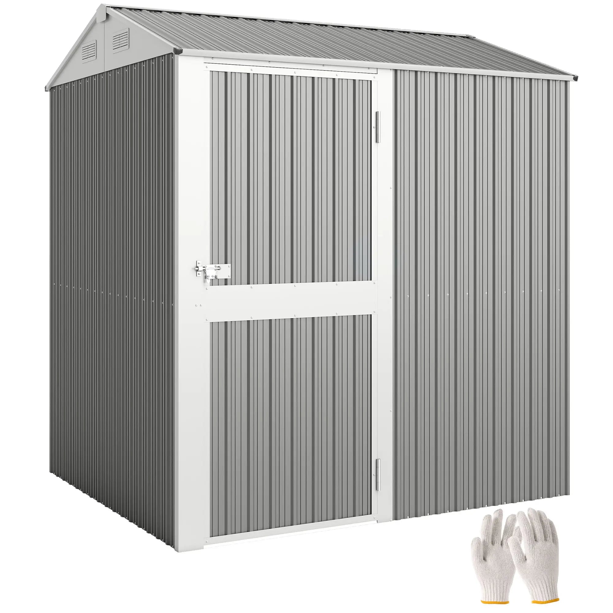 7' x 6' Tall Outdoor Storage Shed, Waterproof Metal Garden Shed, Silver Grey Sheds at Gallery Canada