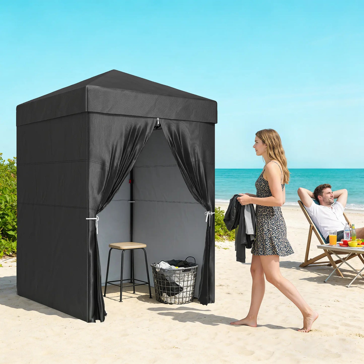 5 x 5 ft Compact Pop Up Canopy Tent, UPF 50+ Changing Room, Black Pop Up Canopies at Gallery Canada