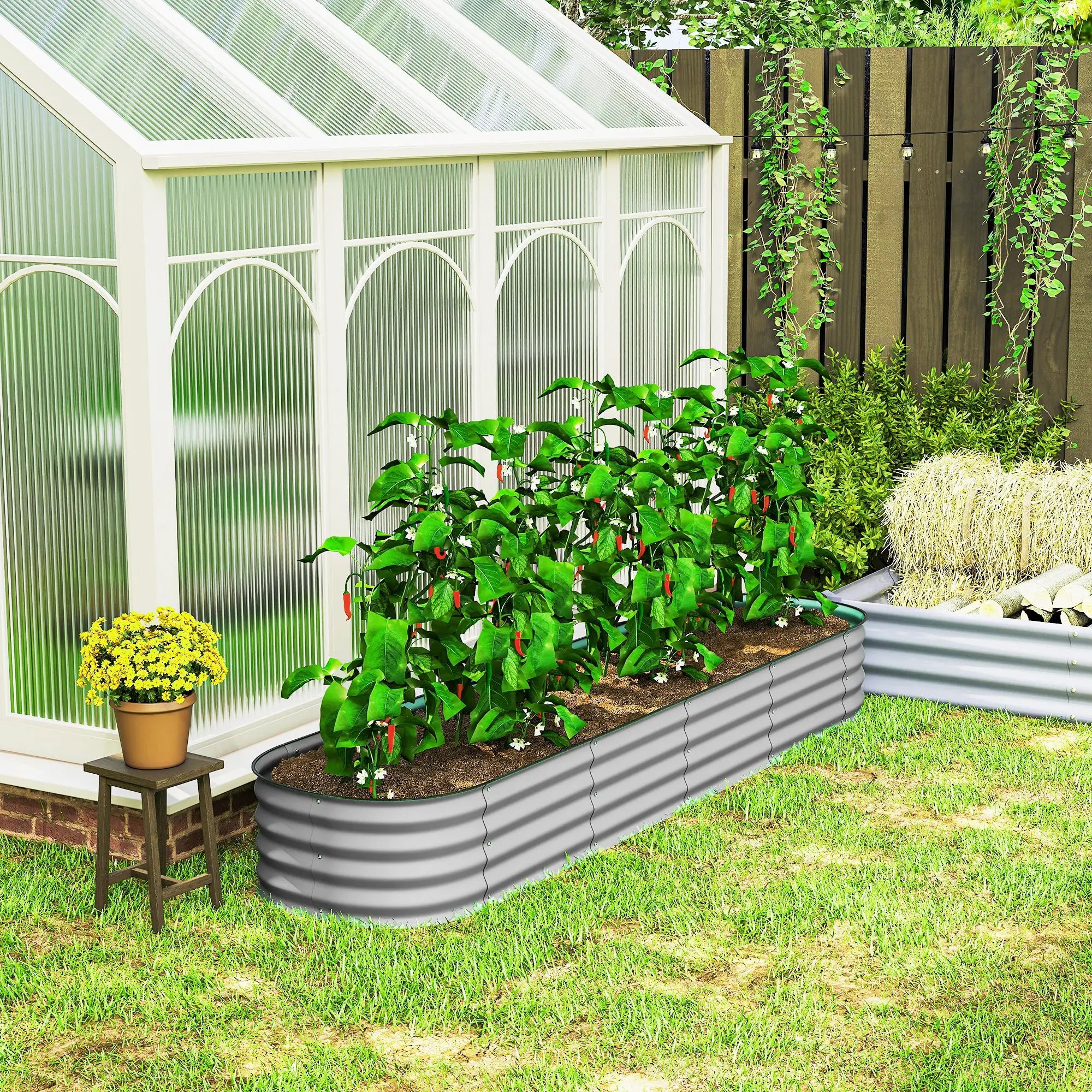 7.9 x 2 x 1ft Galvanized Raised Garden Bed, Metal Planter Box, Silver Galvanized Planter Boxes at Gallery Canada