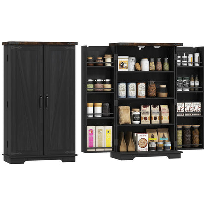 Farmhouse Kitchen Pantry Cabinet, Adjustable Shelves, Black Kitchen Pantry Cabinets at Gallery Canada