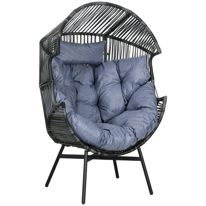 Oversized Wicker Egg Chair, 5.5" Cushions, Grey Patio Chairs at Gallery Canada