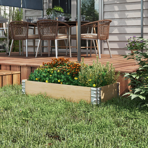 Raised Garden Bed, Foldable Wooden Planter for Outdoor Plants