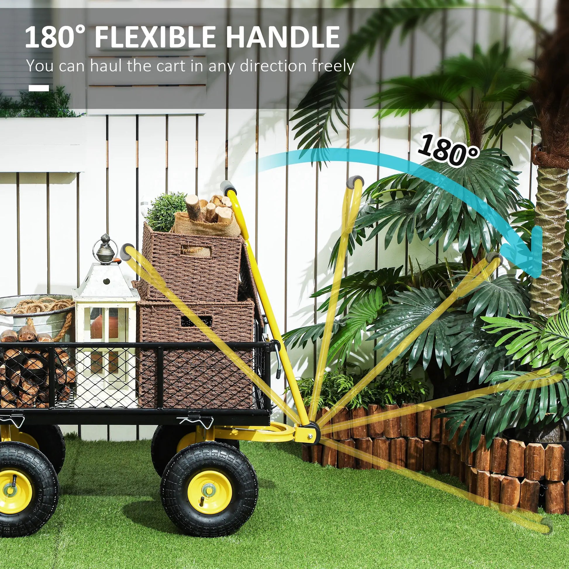 Steel Garden Cart, Utility Wagon, Removable Sides, 10" Wheels, 440lbs Capacity Folding Garden Carts at Gallery Canada