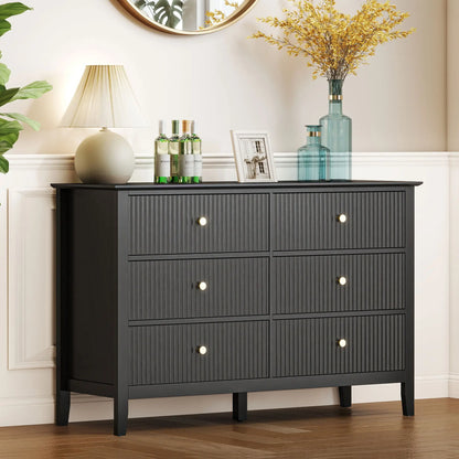 Modern 6 Drawer Dresser, Double Chest, Black Storage Cabinets at Gallery Canada