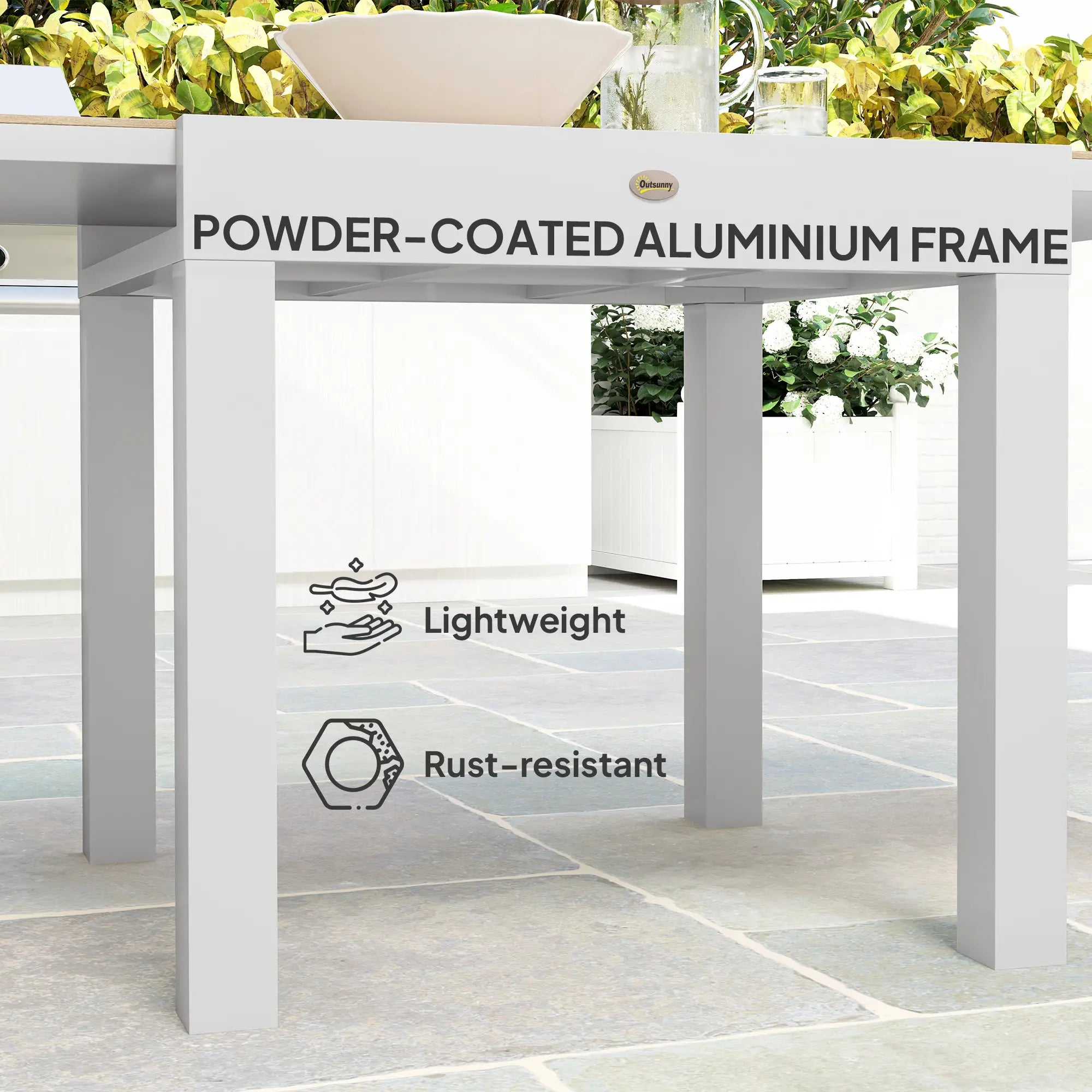 Extendable Patio Dining Table, Aluminum Frame, Faux Wood Top, Natural Wood Patio Dining Tables at Gallery Canada