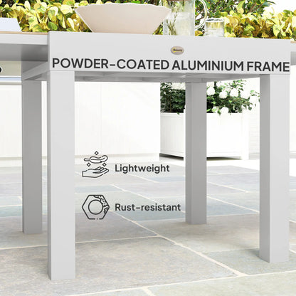 Extendable Patio Dining Table, Aluminum Frame, Faux Wood Top, Natural Wood Patio Dining Tables at Gallery Canada