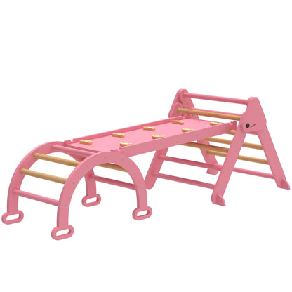 7-in-1 Pikler Triangle Set, Foldable Wooden Climbing Toys, Pink Kids Gym & Playmats Pink at Gallery Canada