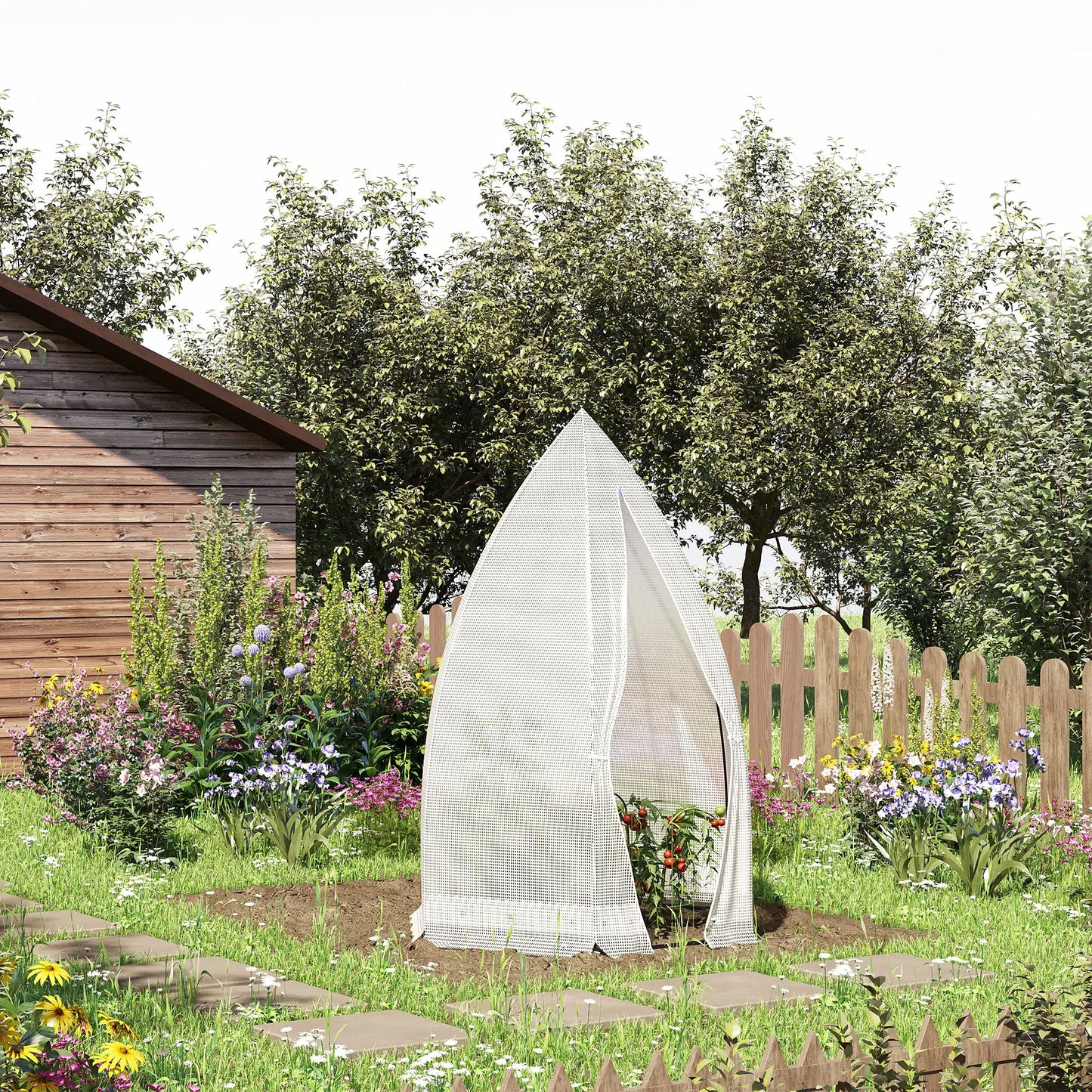 55" x 55" x 71" Greenhouse, Portable Hot House, Zippered Door, White Portable Greenhouses at Gallery Canada
