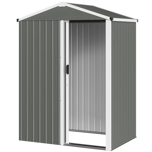 4.5 x 3ft Outdoor Storage Shed, Waterproof Metal Garden Shed, Light Grey