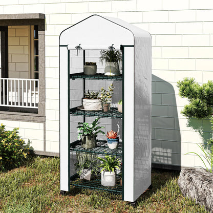Portable Greenhouse, 4 Tier Shelves, PE Cover, White Greenhouses at Gallery Canada