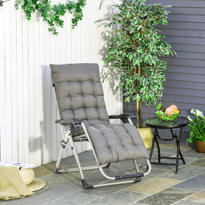 Reclining Zero Gravity Chair, Adjustable Backrest, Folding Sun Lounger, Removable Cushion, Headrest, Dark Grey Lounger Chairs at Gallery Canada