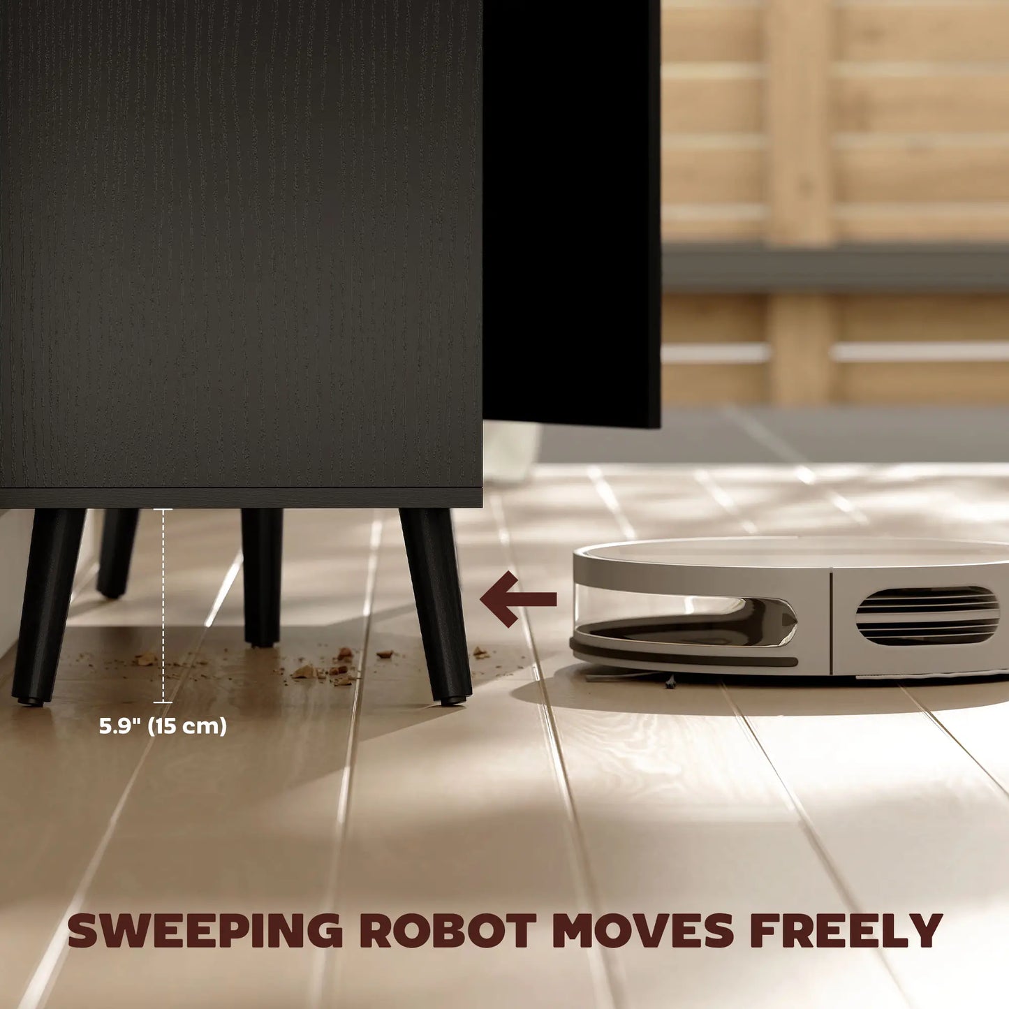 Buffet Cabinet with Storage, Modern Fluted Sideboard, Black Bar Cabinets at Gallery Canada