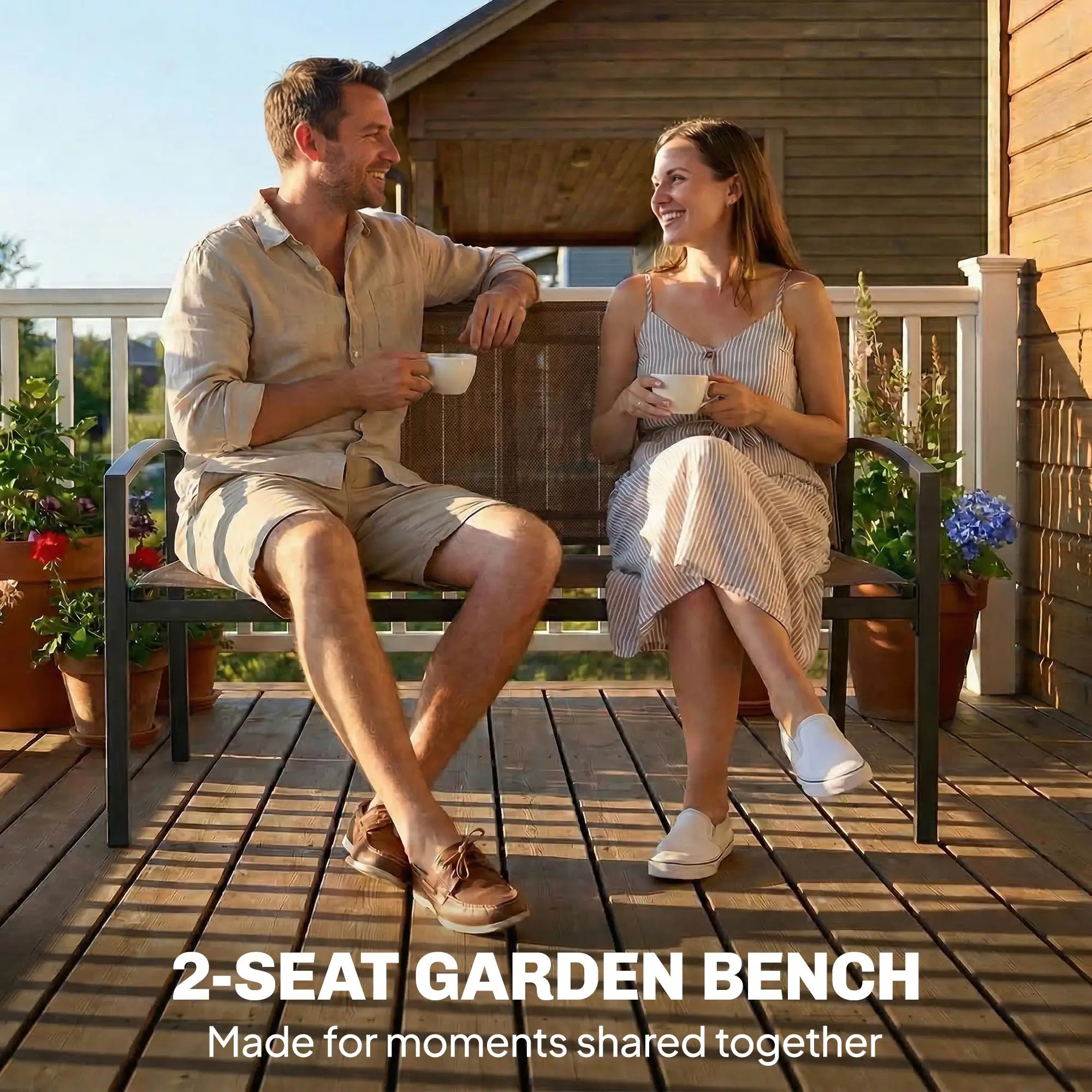 44 in Metal Garden Bench, Breathable Mesh Fabric, Dark Brown Outdoor Benches at Gallery Canada