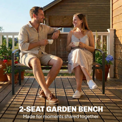 44 in Metal Garden Bench, Breathable Mesh Fabric, Dark Brown Outdoor Benches at Gallery Canada