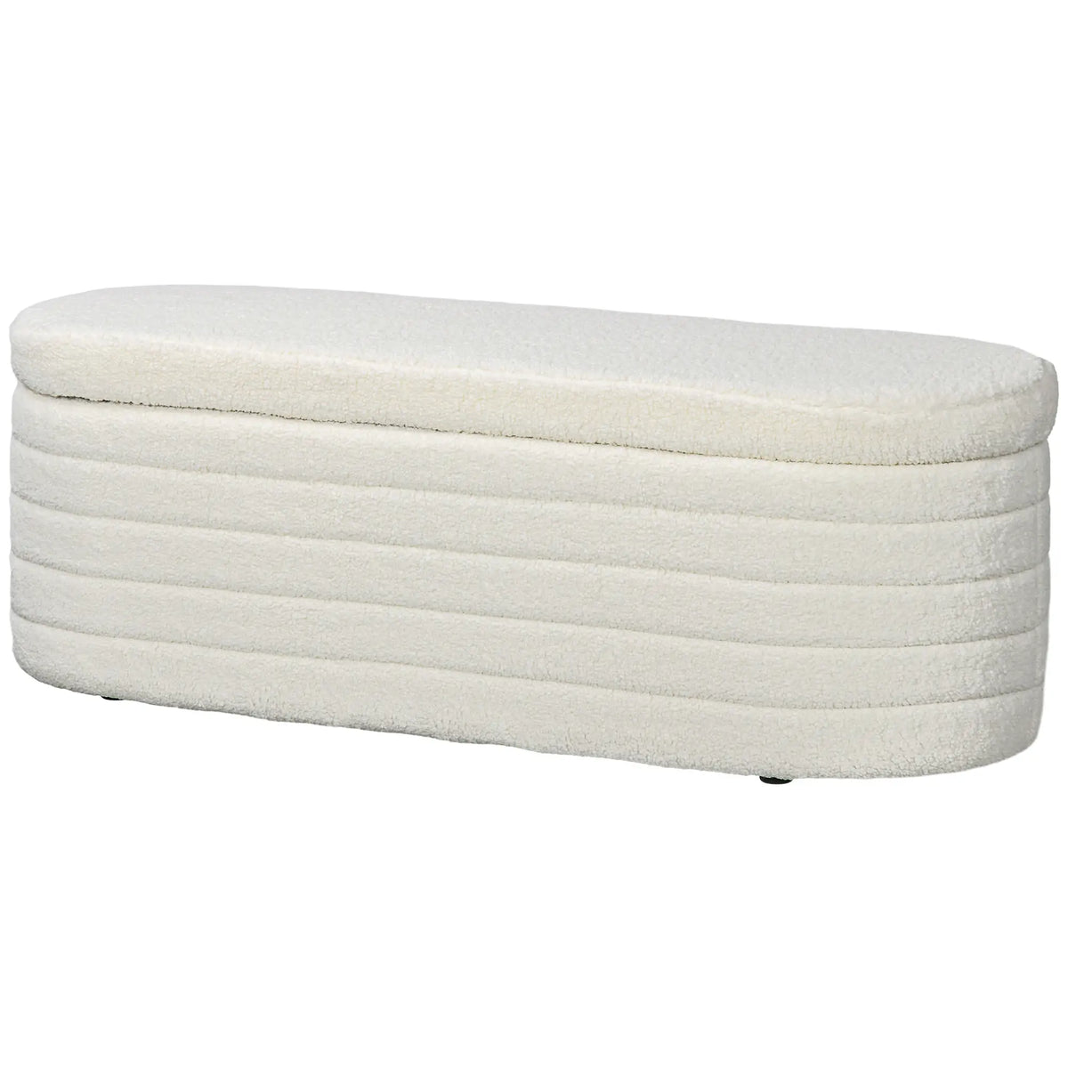 Banc de lit rembourré en polaire Teddy, 116 cm, Blanc Crème, Blanc Crème