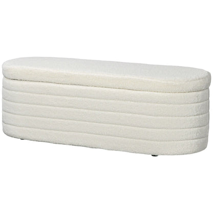 Banc de lit rembourré en polaire Teddy, 116 cm, Blanc Crème, Blanc Crème