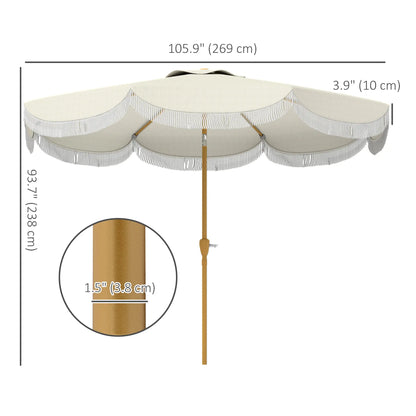 9FT Patio Umbrella, UPF 30+, Crank, 8 Ribs, Push Button Tilt, Cream White Patio Umbrellas at Gallery Canada