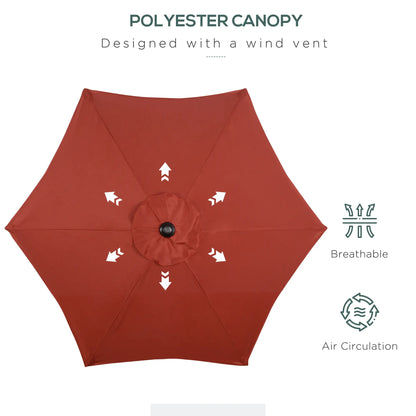 6.6FT Patio Umbrella, Outdoor Parasol, 6 Ribs, Wine Red Sun Umbrellas at Gallery Canada