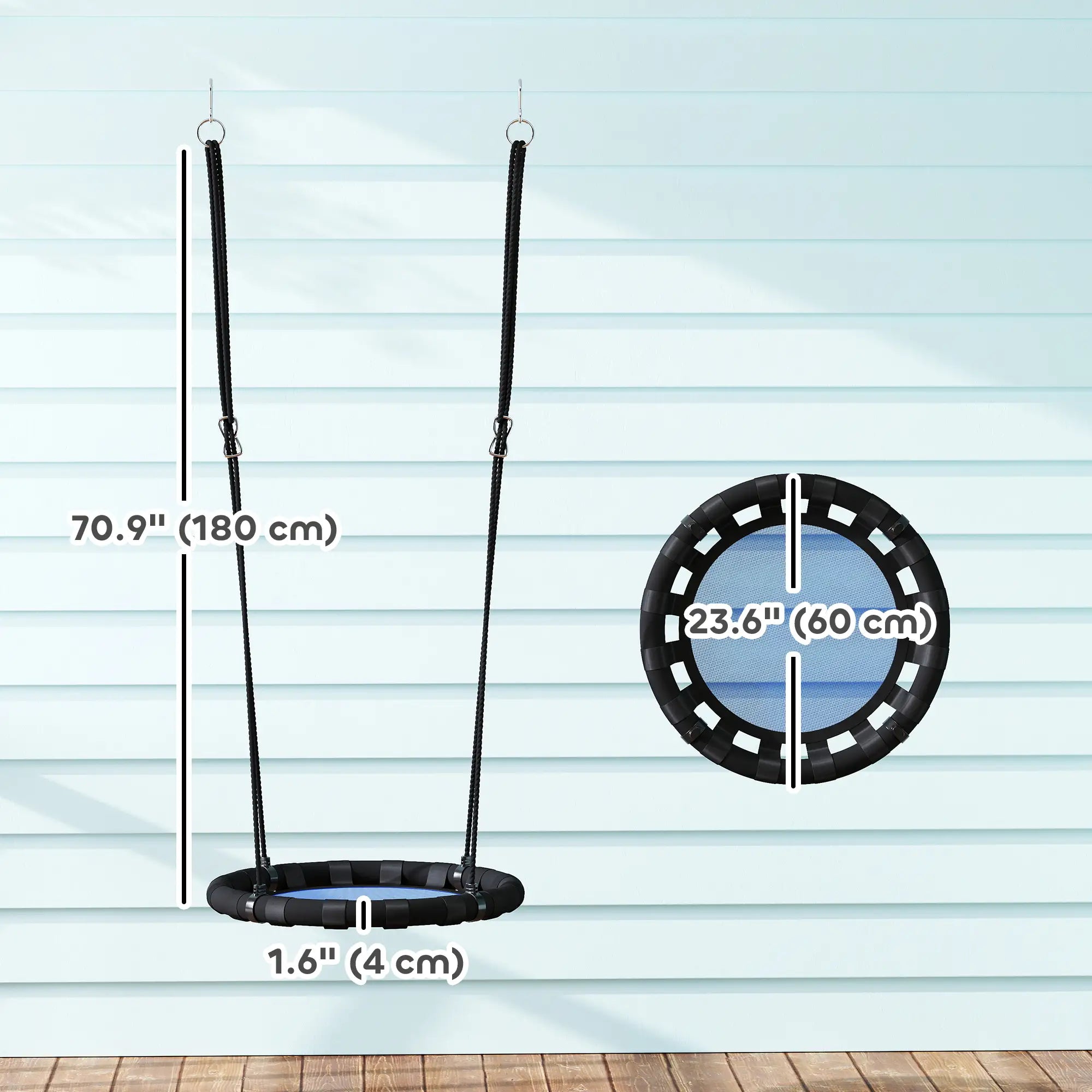 24 Inch Kids Saucer Tree Swing, Adjustable Ropes, Outdoor, Backyard, Blue Gym Sets & Swings at Gallery Canada