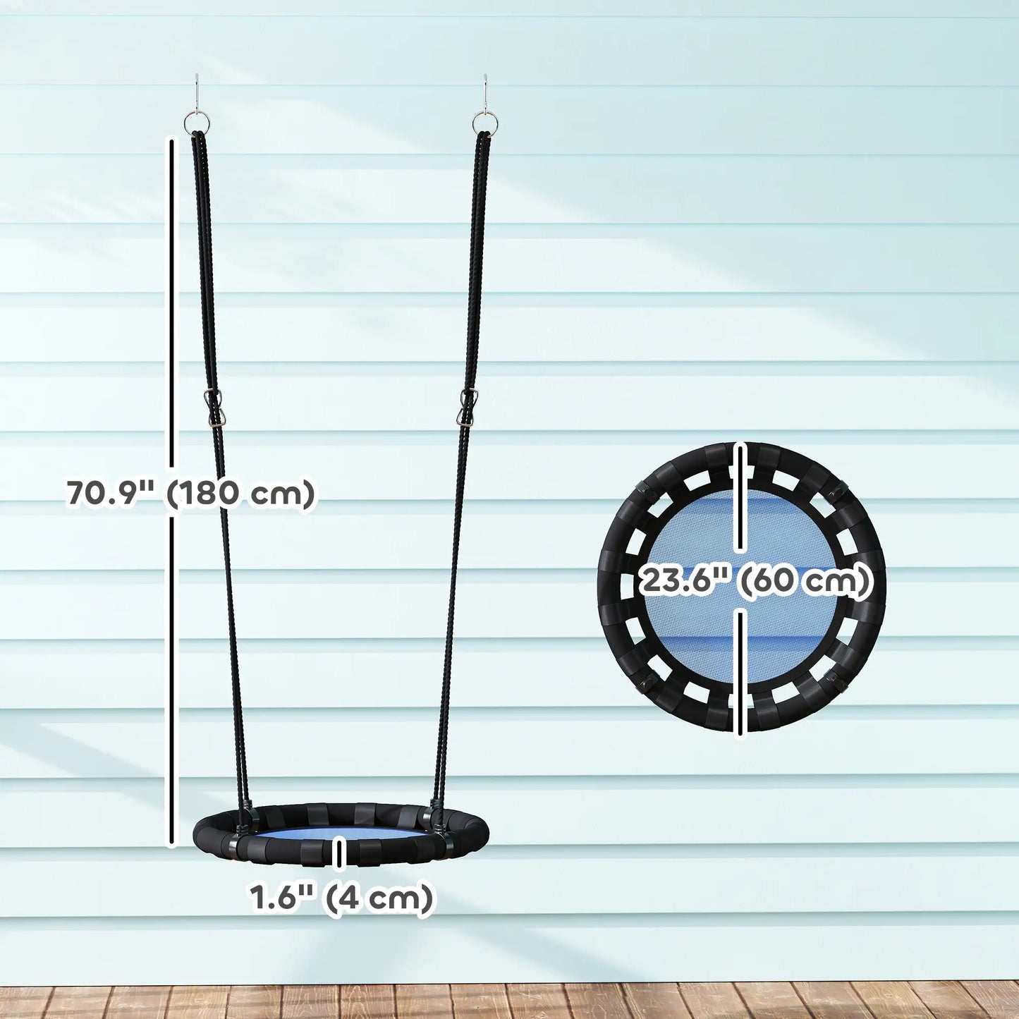 24 Inch Kids Saucer Tree Swing, Adjustable Ropes, Outdoor, Backyard, Blue Gym Sets & Swings at Gallery Canada