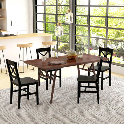 Farmhouse Wooden Dining Chairs, Set of 4, Cross Back, Black Bar Stools at Gallery Canada