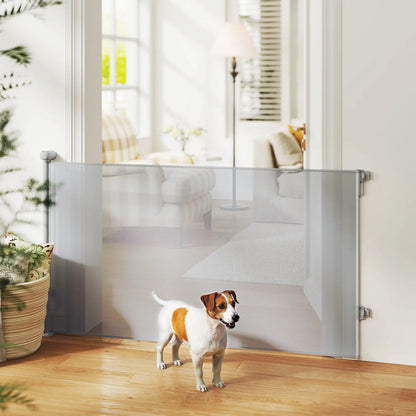 Retractable Dog Gate, 55" Wide, 34" Tall, Indoor Outdoor, Grey Houses, Kennels & Pens at Gallery Canada