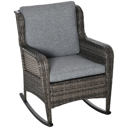 Outdoor Wicker Rocking Chair, PE Rattan Porch Rocker, Grey Outdoor Rocking Chairs at Gallery Canada