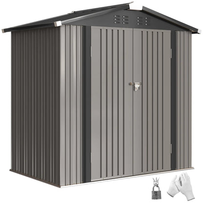 6.5' x 4' Outdoor Storage Shed, Metal Garden Shed, Light Grey Sheds at Gallery Canada