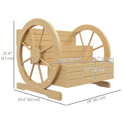 Wooden Wagon Planter Box, 3-Tier Raised Garden Bed, 24" x 24" x 22", Natural Wooden Planter Boxes at Gallery Canada