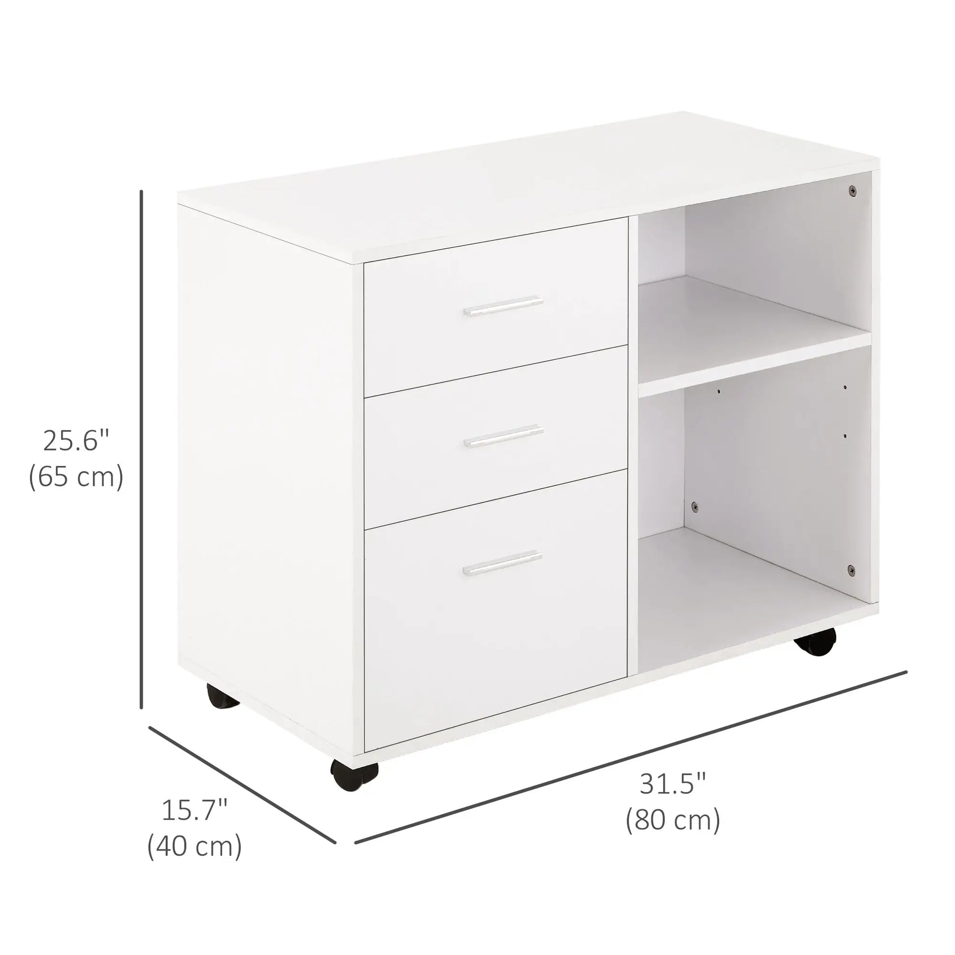 Modern 3 Drawer Lateral Filing Cabinet, Letter A4 Size, White Office Cabinets & Cupboards at Gallery Canada