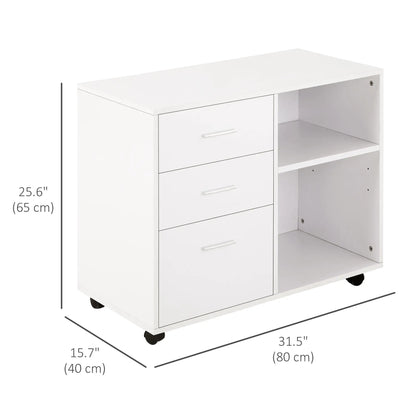 Modern 3 Drawer Lateral Filing Cabinet, Letter A4 Size, White Office Cabinets & Cupboards at Gallery Canada