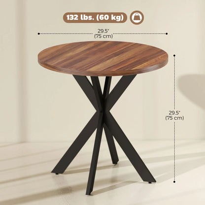 29" Round Dining Table, Walnut Finish, Steel Legs Dining Tables at Gallery Canada