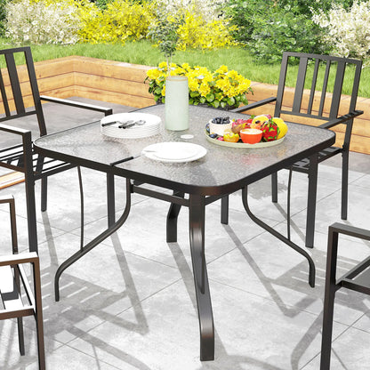 Tempered Glass Square Patio Table, 2.1" Umbrella Hole, 38" x 38" x 28" Patio Dinning Tables at Gallery Canada