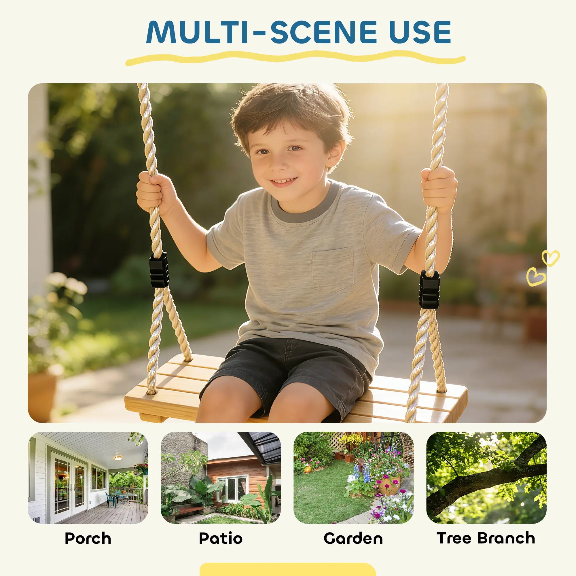 Wooden Swing Seat, Adjustable Rope, Outdoor Playground Playset Gym Sets & Swings at Gallery Canada
