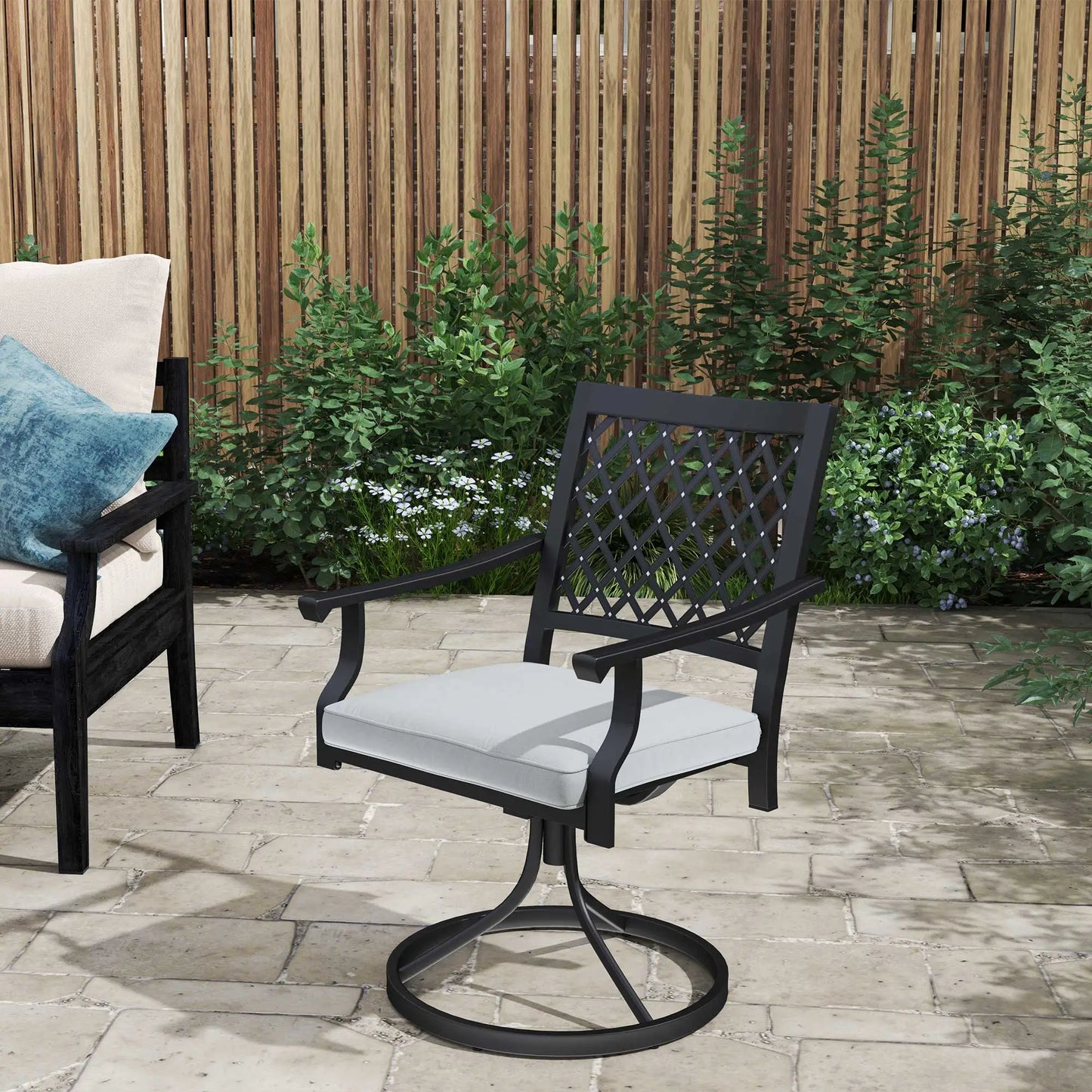 Metal Swivel Rocker Chairs Set of 2, with Cushion, Armrests, for Patio, Garden Bistro Sets at Gallery Canada