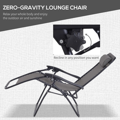 Zero Gravity Chair Set of 2, Patio Chair with Side Table, Grey Lounger Chairs at Gallery Canada