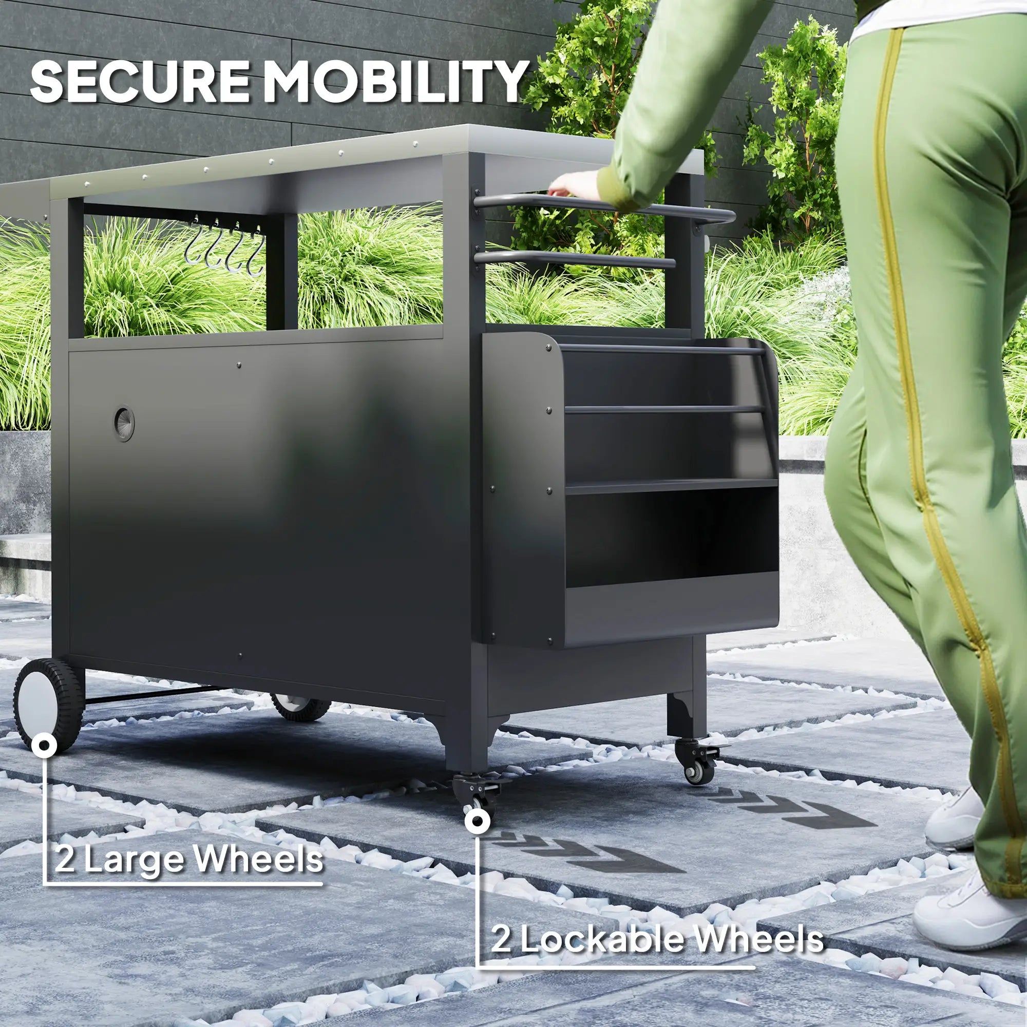Outdoor Grill Cart With Foldable Side Table, Stainless Steel Tabletop, Pizza Oven Stand Outdoor Grill Carts at Gallery Canada