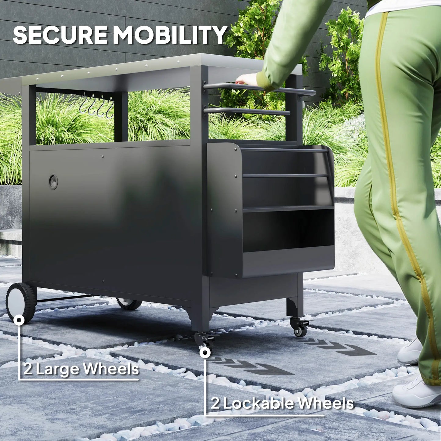 Outdoor Grill Cart With Foldable Side Table, Stainless Steel Tabletop, Pizza Oven Stand Outdoor Grill Carts at Gallery Canada