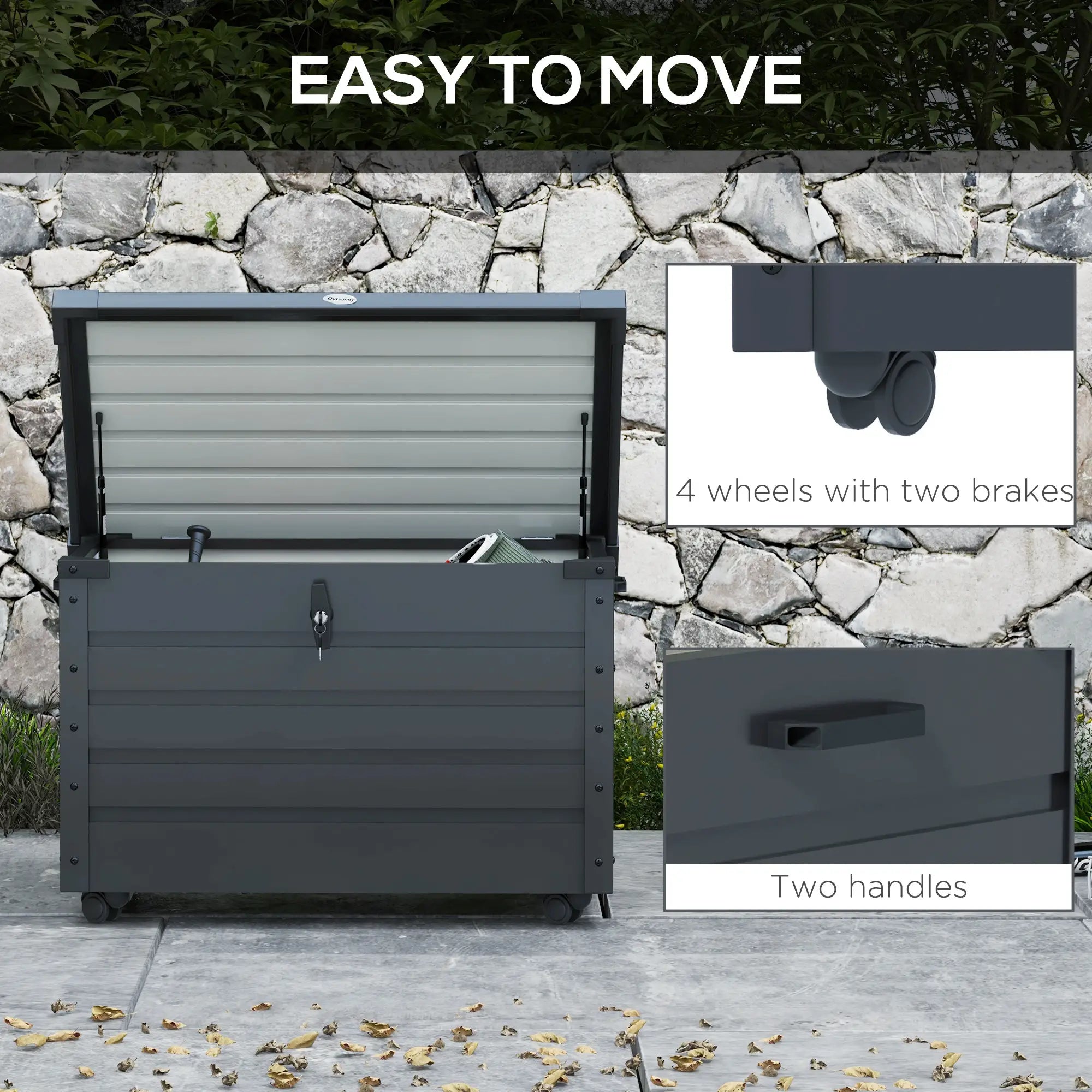 78 Gallon Waterproof Outdoor Storage Box With Wheels, Dark Grey Patio Storage Boxes at Gallery Canada