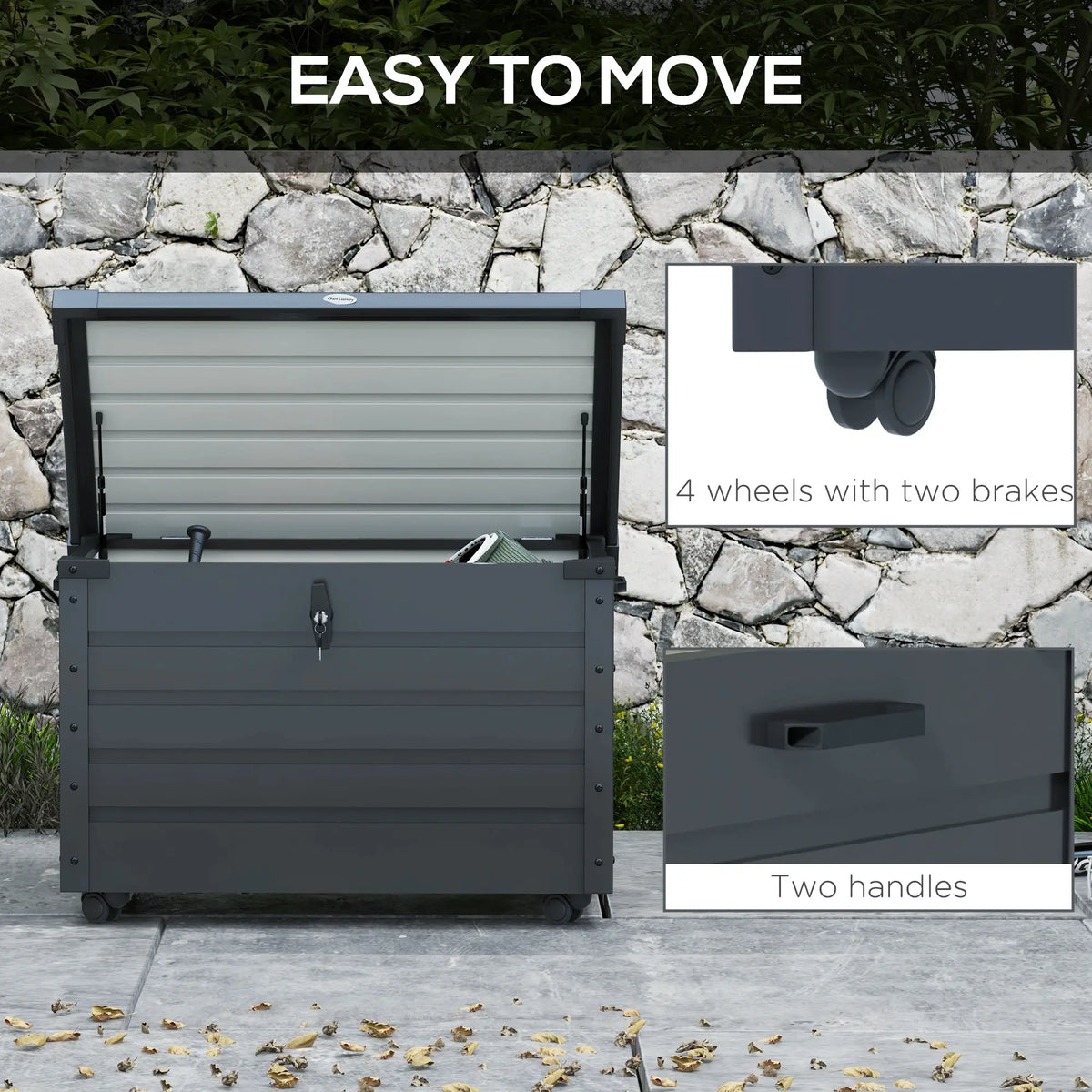 78 Gallon Waterproof Outdoor Storage Box With Wheels, Dark Grey Patio Storage Boxes at Gallery Canada