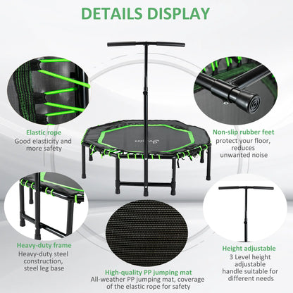 48" Foldable Trampoline with Adjustable Handle Bar, Green Trampolines at Gallery Canada
