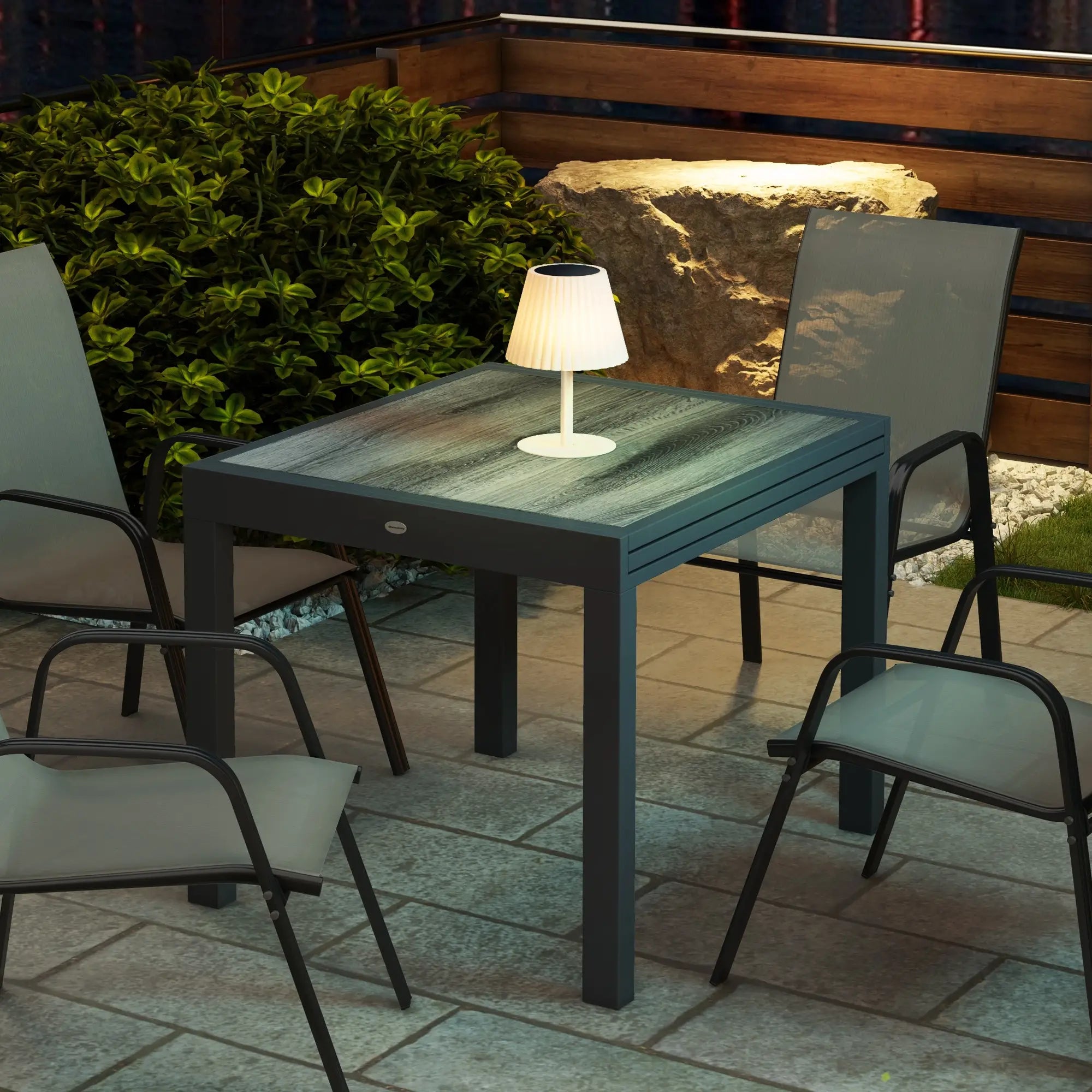 Extendable Dining Table, Rectangular Outdoor Table, Aluminum Frame, Plastic Top, Grey Patio Dinning Tables at Gallery Canada